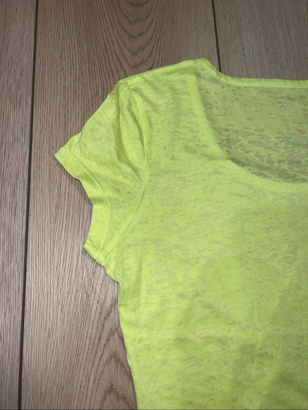 Vintage Jules & James Neon Yellow-Green Scoop Neck Short Sleeve Tee - Picture 10 of 12